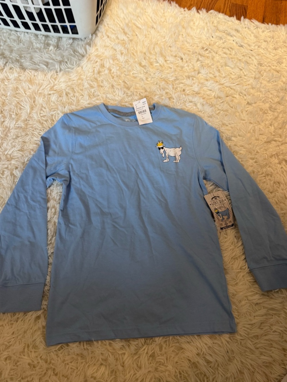 Carolina Blue Long Sleeve GOAT USA Tee NEW WITH TAGS! Size youth large.